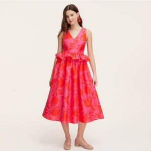 Kate Spade Red Fit and Flare Midi Dress with V-Neck